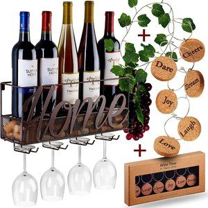 Home Design Wine Bottle & Glass Rack & More~ Wall Mounted. NIB
